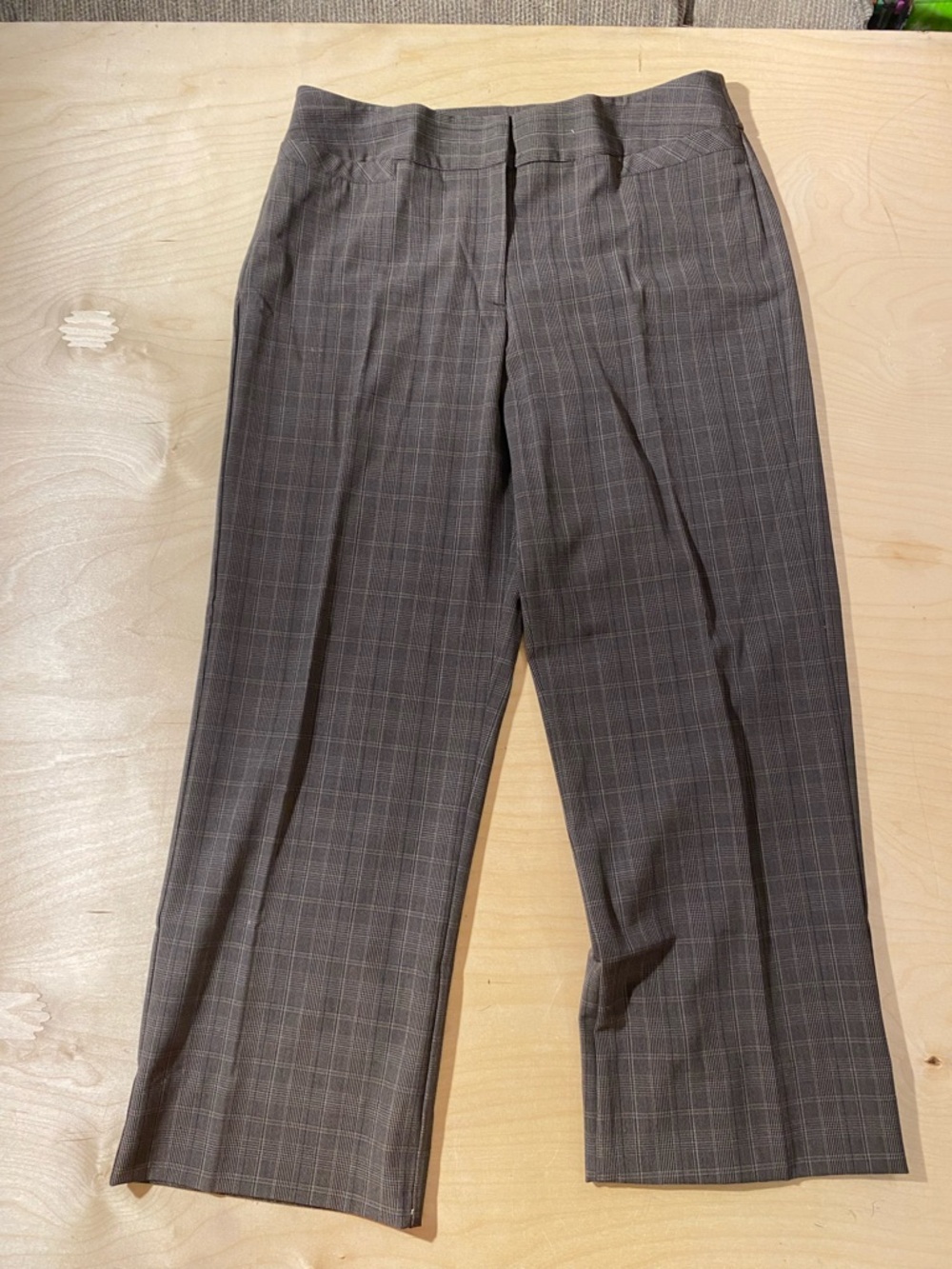 Ninety Brown Plaid Dress Pants 12 (RD)
